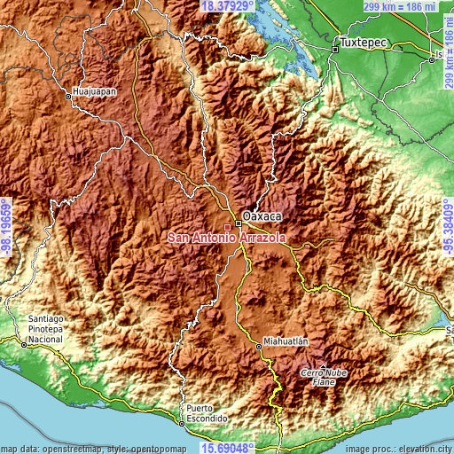 Topographic map of San Antonio Arrazola
