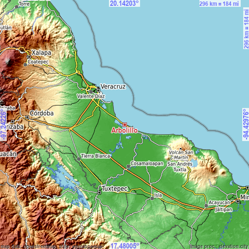 Topographic map of Arbolillo