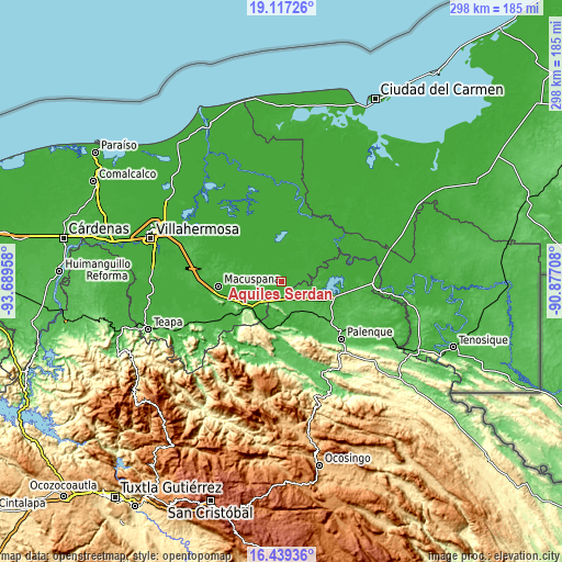 Topographic map of Aquiles Serdán