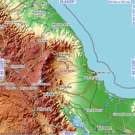 Topographic map of Apazapan