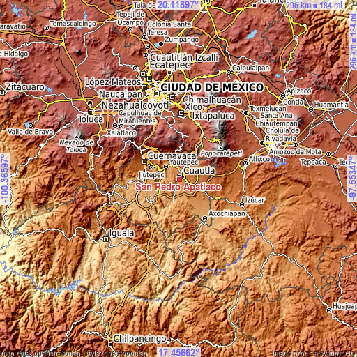Topographic map of San Pedro Apatlaco
