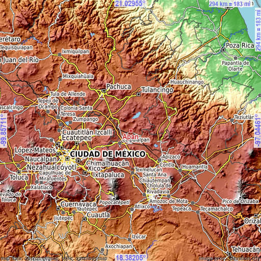 Topographic map of Apan