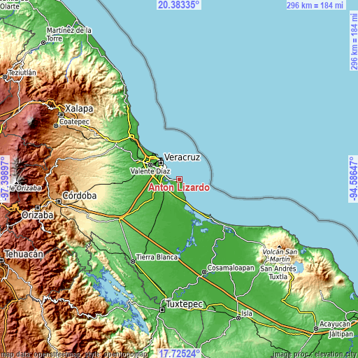 Topographic map of Antón Lizardo