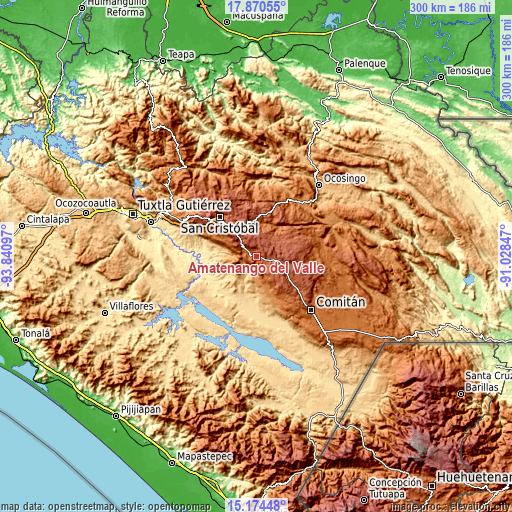 Topographic map of Amatenango del Valle