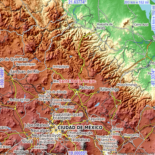 Topographic map of Santa María Amajac