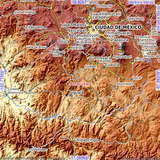 Topographic map of Amacuzac