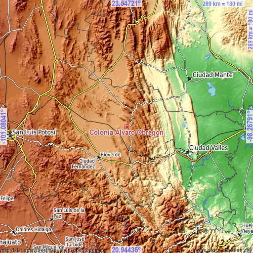 Topographic map of Colonia Álvaro Obregón