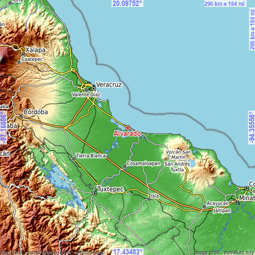 Topographic map of Alvarado