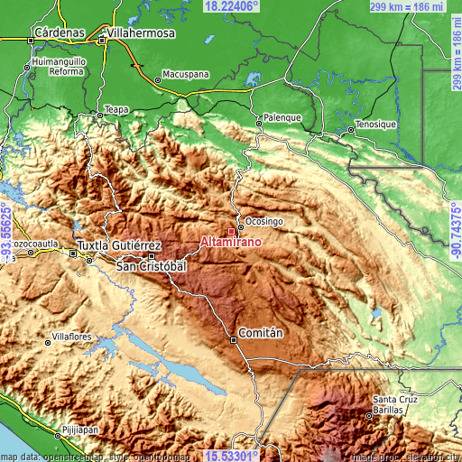 Topographic map of Altamirano