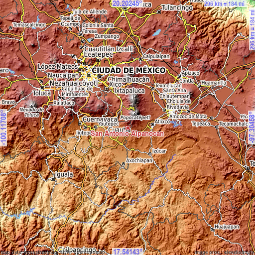Topographic map of San Antonio Alpanocan