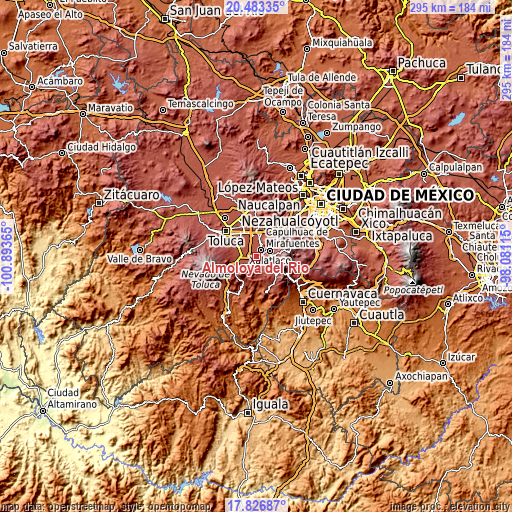 Topographic map of Almoloya del Río