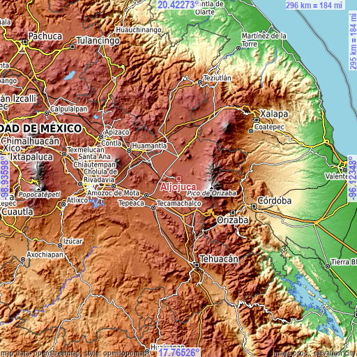 Topographic map of Aljojuca