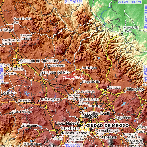 Topographic map of Alfajayucan