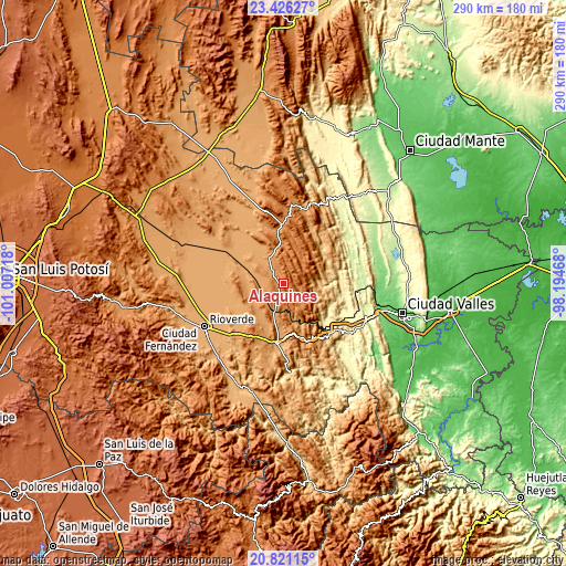 Topographic map of Alaquines