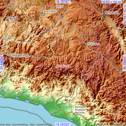 Topographic map of Ahuajutla