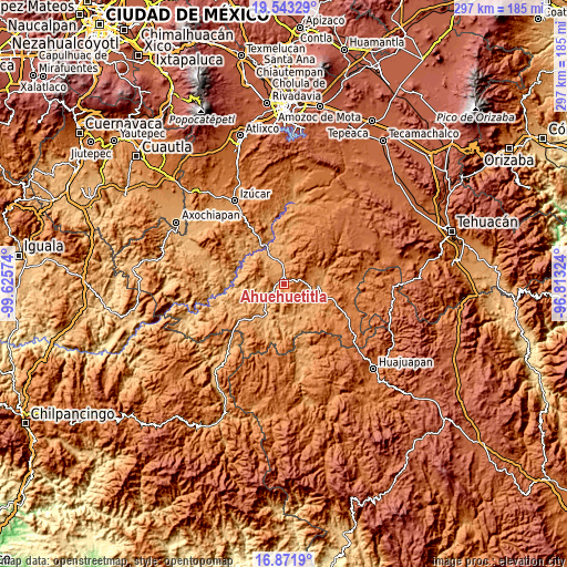 Topographic map of Ahuehuetitla