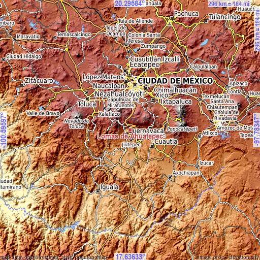 Topographic map of Lomas de Ahuatepec