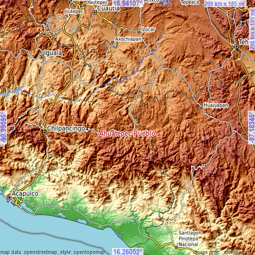 Topographic map of Ahuatepec Pueblo