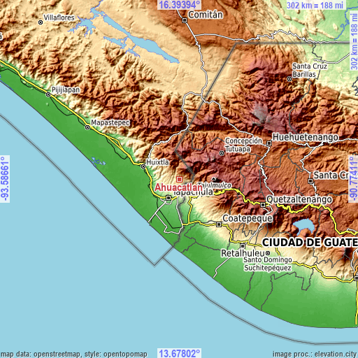 Topographic map of Ahuacatlán