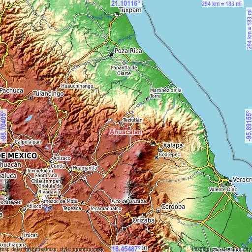 Topographic map of Ahuacatán