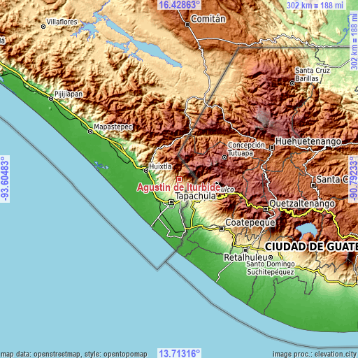 Topographic map of Agustín de Iturbide