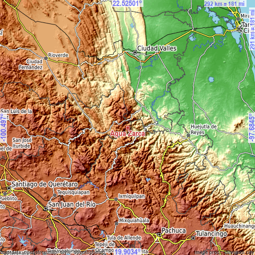 Topographic map of Agua Zarca