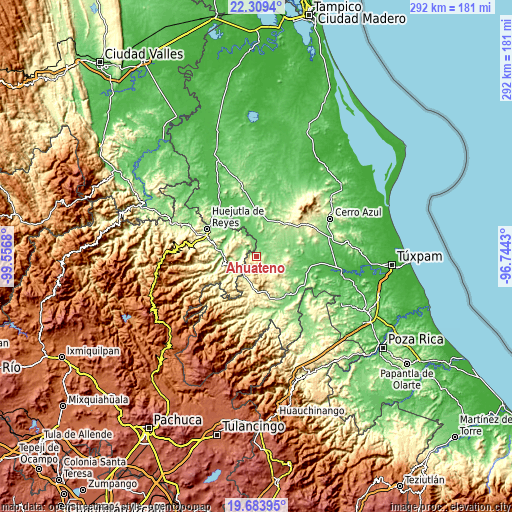 Topographic map of Ahuateno