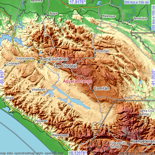 Topographic map of Aguacatenango