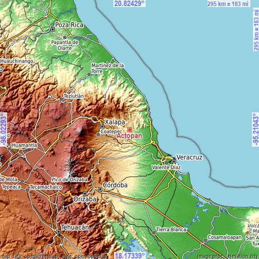 Topographic map of Actopan