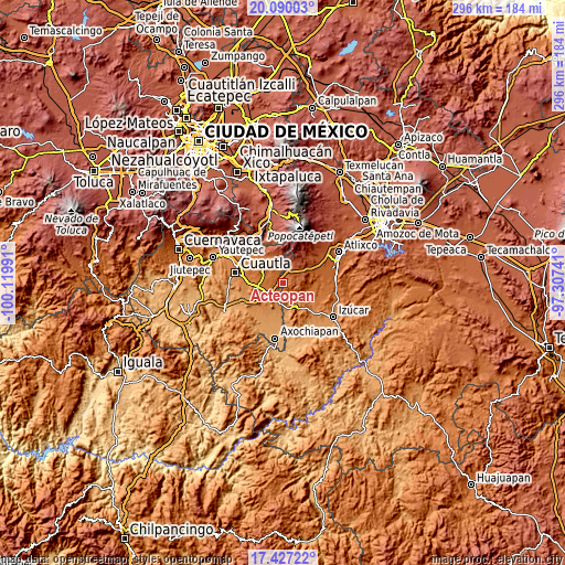 Topographic map of Acteopan