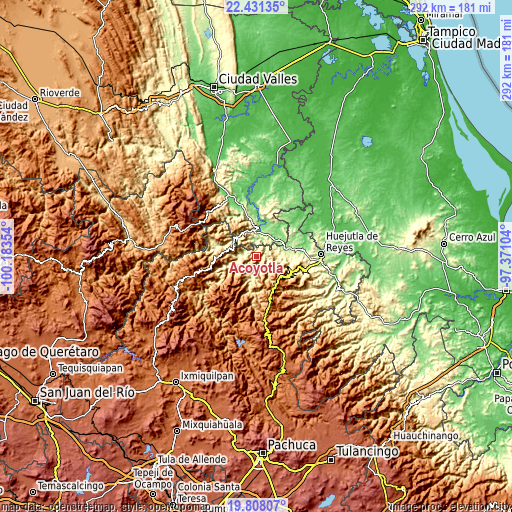 Topographic map of Acoyotla