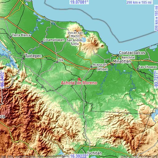 Topographic map of Achotal de Moreno