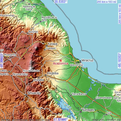 Topographic map of Acazónica