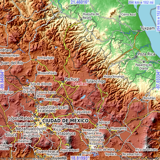 Topographic map of Acatlán