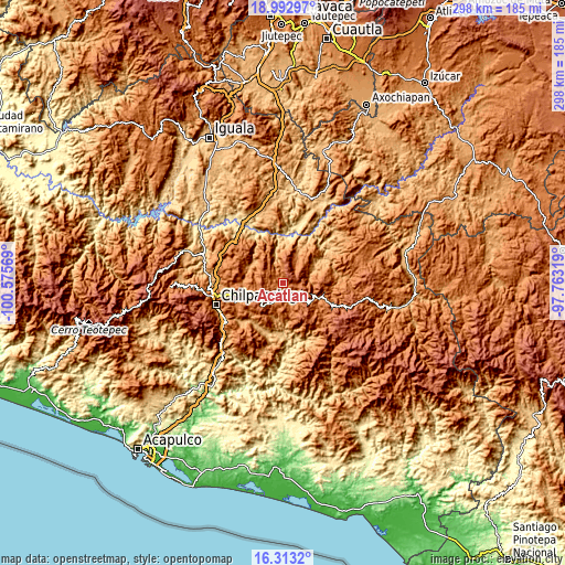 Topographic map of Acatlán