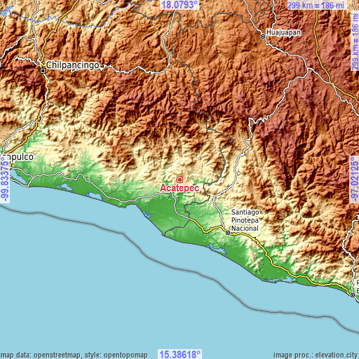 Topographic map of Acatepec