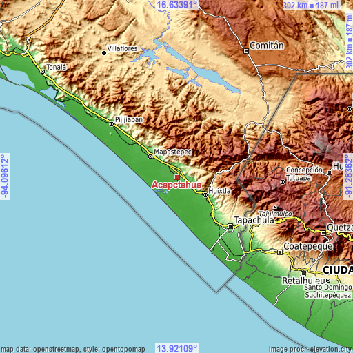 Topographic map of Acapetahua