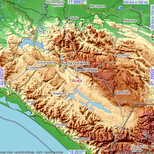 Topographic map of Acala