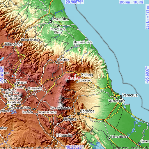 Topographic map of Acajete