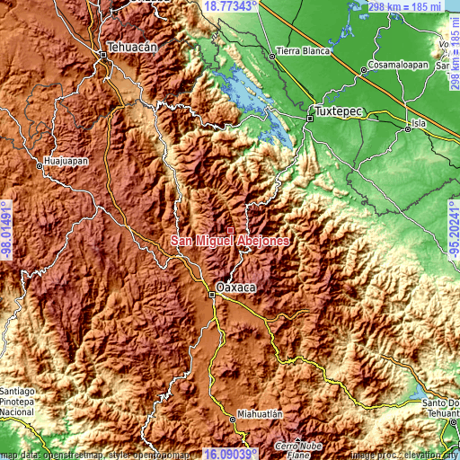 Topographic map of San Miguel Abejones