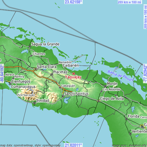 Topographic map of Yaguajay