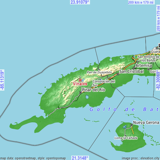 Topographic map of Viñales