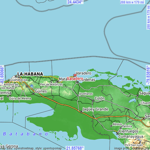 Topographic map of Varadero