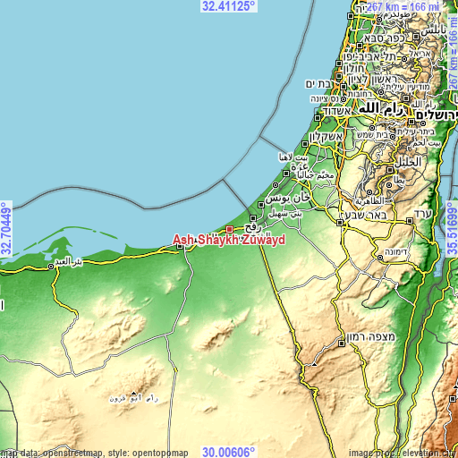 Topographic map of Ash Shaykh Zuwayd