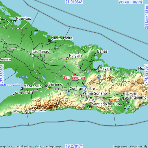Topographic map of San Germán