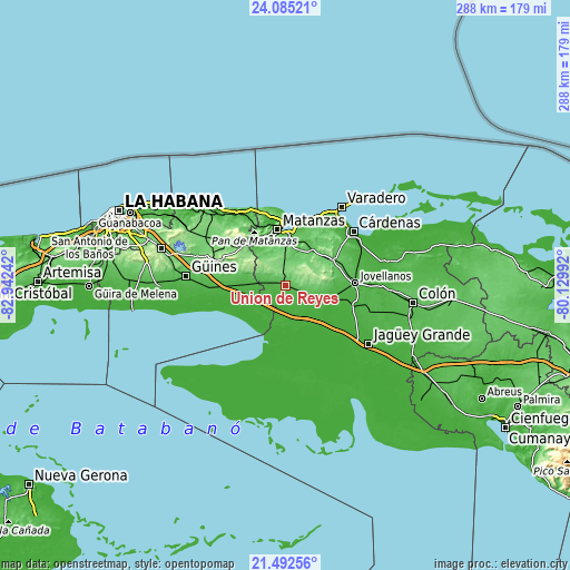 Topographic map of Unión de Reyes