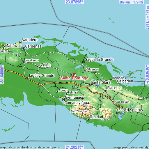 Topographic map of Santo Domingo