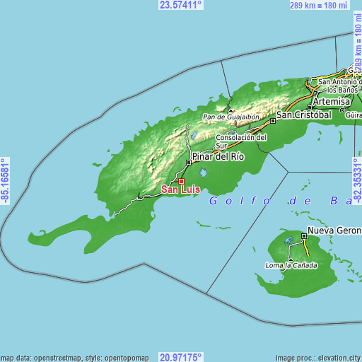 Topographic map of San Luis