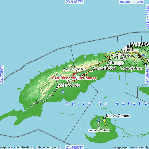 Topographic map of San Diego de Los Baños