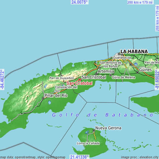 Topographic map of San Cristobal
